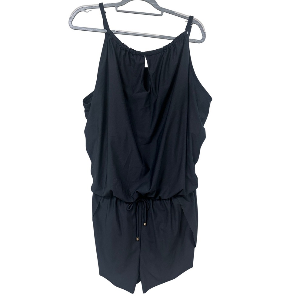 Time and Tru Women Black Romper One Piece Swimsuit Keyhole Plus Size 3X 24W-26W